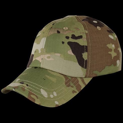 The Condor Tactical Team Cap in Scorpion OCP features a camouflage pattern and curved brim, shown against a white background.